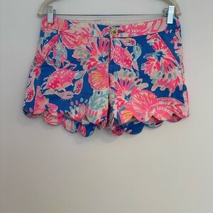 Lilly Pulitzer High Waist Floral Shorts - Blue and Pink